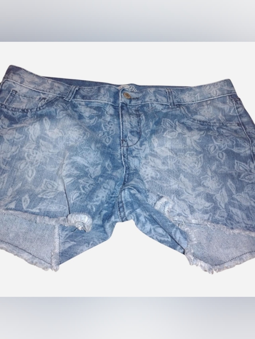 Old Navy The Diva Shorts Size 14 Floral Denim Raw Hem